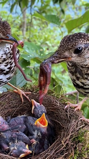 4.4K views · 23 reactions | Teamwork in the Treetops: Thrushes Nourishing Their Young | Review Birds News | Facebook