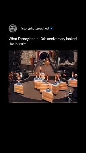 History Photographed on Instagram: "This is a performance that took place during Disneyland's 10th-anniversary celebration, known as the "Tencennial," in 1965.⁠ ⁠ It was part of a televised special, Disneyland's 10th Anniversary Show, hosted by Walt Disney. ⁠ ⁠ During the show, the character of Mary Poppins appears to conjure the birthday cake.⁠ ⁠ A running theme for the "Tencennial" was that the park was "just getting started". ⁠ ⁠ The show highlighted upcoming attractions, including the Haunte