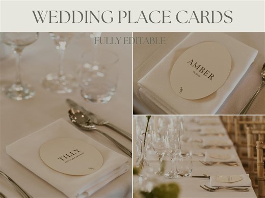 Minimal Wedding Place Cards Template | Editable Place Card | Modern Table Name Cards | Customisable Name Tags | Instant Download - Etsy