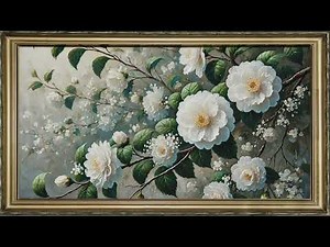 FRAMED TV ART VINTAGE FLOWER SPRING SCREENSAVER BACKGROUND FLORAL PAINTING NO MUSIC WALLPAPER 4K