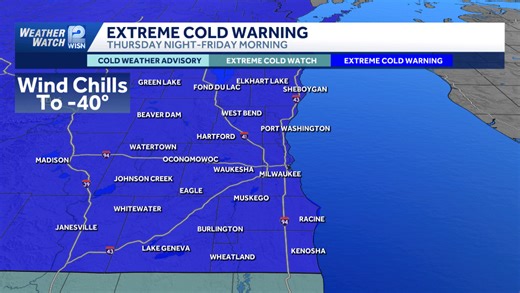 Extreme cold warning: Wind chills to fall as low as 40 below in SE Wisconsin