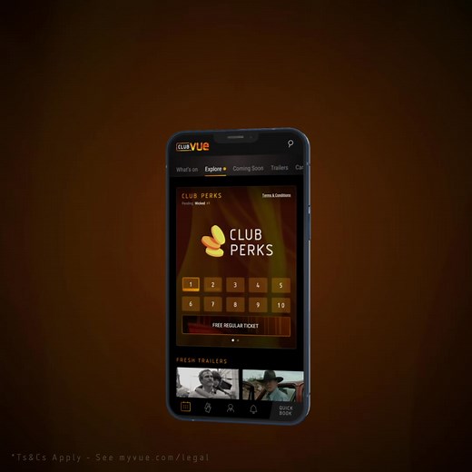 Your Vue app just got an upgrade. Say hello to Club Vue, the home of Club Perks - where every screening gets you closer to free tickets and surprises. | Vue
