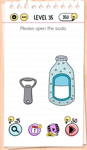 Brain Test Level 35 Walkthrough - Please open the soda 🧠 #Shorts