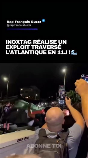 17K views · 398 reactions |  Inoxtag vient de réaliser un nouvel exploit, traversé l’atlantique en 11 jours sans moteur ! Son arrivée en Martinique était très attendue … a bord d’un trimaran de 31 mètres de long depuis le 9 juillet les fans attendaient l’arrivée de Inoxtag avec impatience. Bravo à lui et sa team pour cette nouvelle performance et le coup de projecteur sur la Martinique dans le monde entier. #inoxtag #michou @inoxtag | RAP Français BUZZZ | Facebook