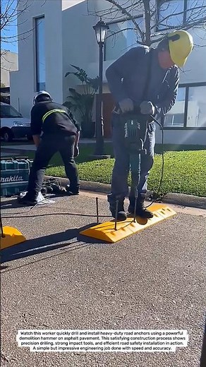 Fast Road Anchor Installation with Heavy Duty Jackhammer