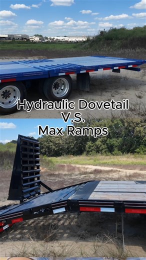 10K views · 103 reactions | Max Ramps or Hydraulic Dovetail? The Max Ramps are perfect for operators who need a tough, versatile loading setup — quick, simple, and reliable for all kinds of equipment. The Hydraulic Dovetail is for those who load and unload heavy machinery every day — one-button operation, smooth, and effortless.  Which one fits your workload? #DiamondC #Loadstyle #maxramps #dovetail #DoWork | Diamond C Trailers | Facebook