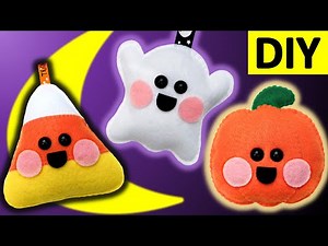 3 EASY & CUTE HALLOWEEN CRAFTS FOR FALL 👻🎃 - Candy Corn, Ghost, and Pumpkin Felt Plush Tutorial