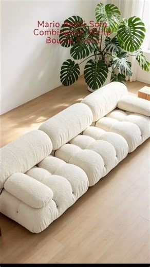 Modular Sectional Sofa in White Boucle Fabric | Mario Bellini Style Showcase#sofa