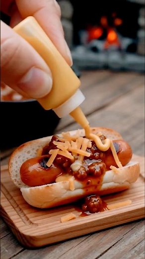 🌭 Classic Chili Dog Recipe | Easy American Street Food | Mini Cooking #shorts