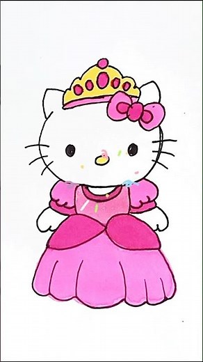 How to draw a cute Princess 👑 Hello Kitty| Step by step drawing for kids #shorts