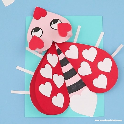 6.9K views · 20 reactions | Easy 3D paper love bug craft for kids. Love his bobbly antennae! | The Craft Train | Facebook