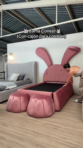 Cama Bunny Canguro ✨ #mueblesvirales #mueblesmodernos #camastapizadas #fabricantedemuebles #diseñodeinteriores