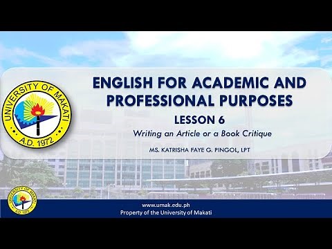 Lesson 6: Writing a Book or Article Critique | EAPP
