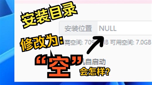 将软件的安装目录改为“空值”会发生什么？