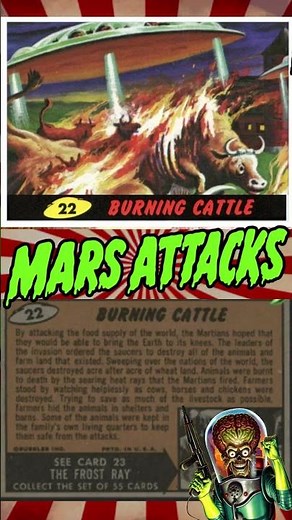 Mars Attacks 1962 Trading Card #22 - "Burning Cattle"