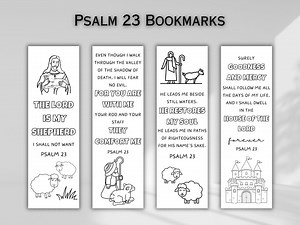 Psalm 23 Bible Verse Coloring Scripture Bookmarks Printable Sunday School Craft Lord is My Shepherd Kids Bible Study DIY Gift for Book Lover - Etsy