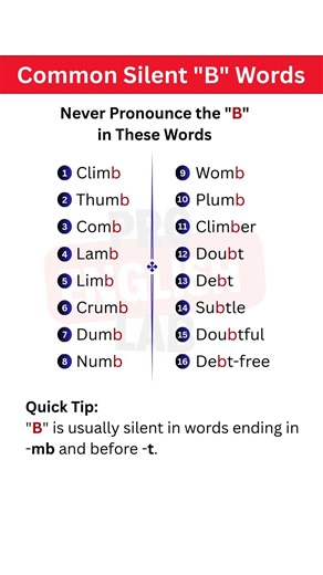 Never Pronounce the B! | Common Silent B Words in English (Climb, Thumb, Comb, Doubt)