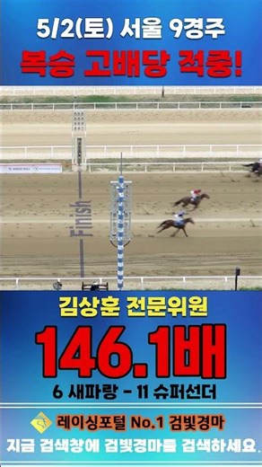 [Seoul Horse Racing] May 2 Saturday Race 9, Expert Commissioner Kim Sang-hoon hits a high-dividen...