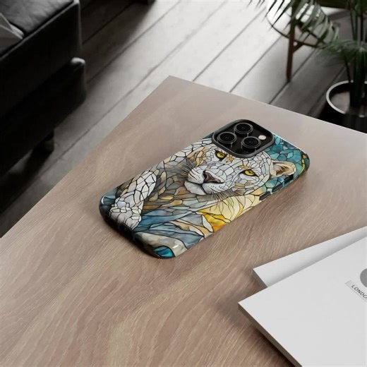 Snow Leopard Stained Glass iPhone Case – Magsafe, 3D Design - Etsy