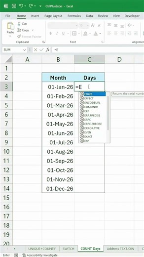 Stop Counting Days Manually in Excel 😱 | EOMONTH Trick