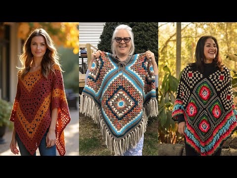🧶🌸 Cozy Chic Layers | Trendy Crochet Poncho Styles for Women