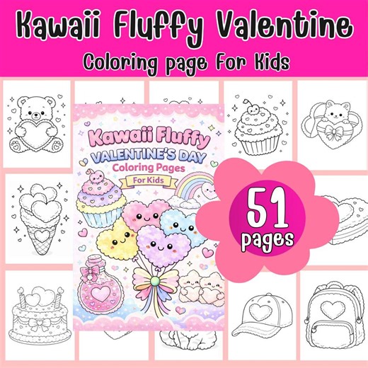51 Cute Valentines Day Coloring Pages for Kids | Cute Valentine Color, Valentines Coloring Book | Kids Valentine Activity Printable PDF - Etsy