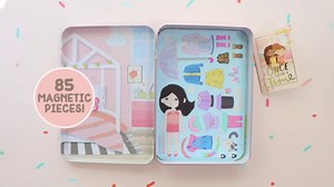 Story Magic Dress-Up Dolls Playset, Pretend Play Magnetic Case, Magnet Outfit and Accessory Pieces, Great for Travel or Playdates, Magnetic On The Go Activity Set for Ages 4, 5, 6, 7 , Pink