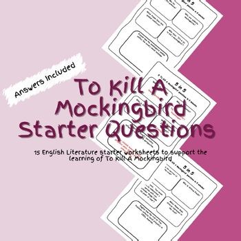 English Literature To Kill A Mockingbird Starter Questions Worksheets PDF