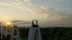 Maglev Monorail hyperloop on cloudy background. 3d illustration. Future technology illustration. Virtual travel. 3d render