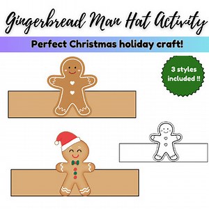 Gingerbread Man Hat Craft BUNDLE- Printable Christmas & Winter Grades PreK-3