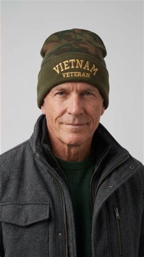 Vietnam Veteran Letters Embroidered Camo Long Beanie