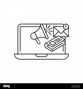 news content icon, share media latest, social personal blog, latest information, megaphone announce, thin line symbol on white background Stock Vector Image & Art - Alamy