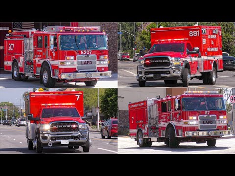 *New Addition* LAFD Engine 207, Engine 7, Rescue 7, & Rescue 881 Responding