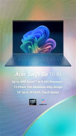 Get ready to experience the power of AMD with the new #AcerSwift Go and #AcerAspire series 🚀 Designed for optimum AI, these laptops combine cutting-edge Ryzen™ processors with premium OLED displays for unmatched productivity https://acer.com/acer-swift-go-16-ai-amd http://acer.com/aspire-14-16-ai-amd #AcerNewProduct | Acer Philippines