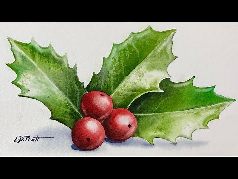 Painting Holly and Berries with Watercolor