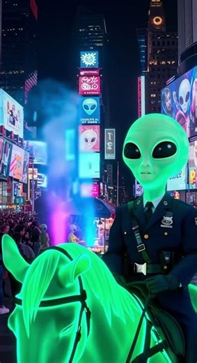 Have You Ever Seen an Alien Cop in Times Square? 👽🗽 #shorts #ai #newyork #timessquare