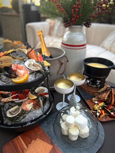 Elevate your holiday season at Chateau Champagne. Indulge in a luxurious night out at Christmas at the Princess, complete with a semi-private fire pit, a chilled bottle of champagne, an extravagant shellfish tower, and an all-inclusive menu curated for pure elegance. Treat yourself to this exclusive experience and celebrate in style. Book now for a night of true holiday splendor. | Fairmont Scottsdale Princess