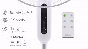 HOLMES 16" Digital Stand Fan, 80° Oscillation, 3 Speeds, 3 Modes, 7.5-Hour Timer, Adjustable Height, 30° Head Tilt, Ideal for Home, Bedroom or Office, Remote Control, White