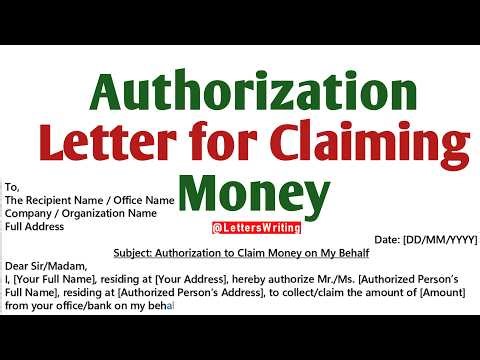 Authorization Letter Sample for Claiming Money | Money Claim Authorization in English