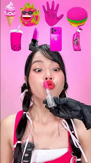 EATING RANDOM PINK FOOD 💖 MUKBANG CHALLENGE #shorts #food #eating #mukbang