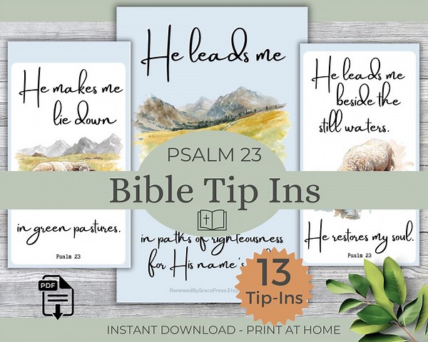 Psalm 23 Bible Tip Ins Printable | Bible Journaling Inserts | Loaded Bible Pages | Faith Planner Inserts | Christian Women - Etsy