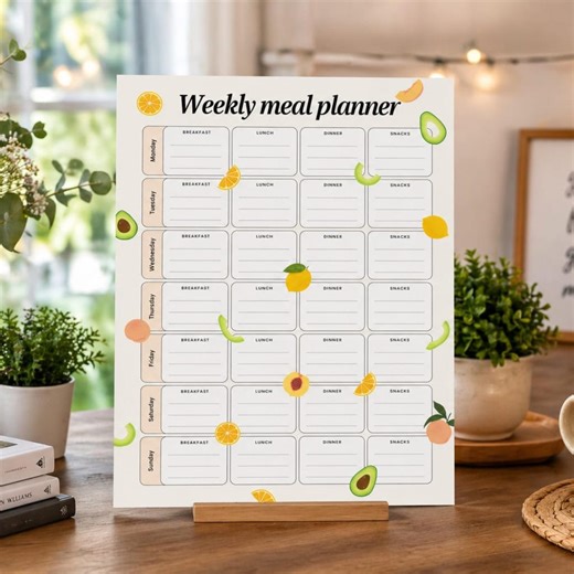 Weekly Meal Planner With Grocery List Printable Template, 7 Day Menu Plan, Food Planner, Health & Fitness, A4/a5/letter/half, Diet Sheet - Etsy