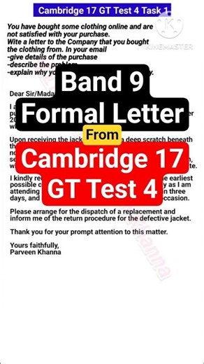 Band 9 Formal Letter frm Cambridge 17 GT Test 4 #ieltsletter #band9ielts #formalletter #ieltsgttask1