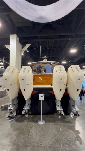 7K views · 472 reactions | Where the past meets the present! Check out how @Frontrunnerboats brought back a vintage style Express with quad Mercury 425’s on display at @Flibsofficial! Download the Boat Trader app today! #Express #Frontrunner #Offshore #Fishing #Boattrader | Boat Trader | Facebook