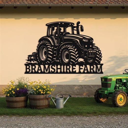 Farmhouse Tractor Metal Sign With Custom Farm Name for Outdoor Barn Decor - Etsy