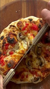 Mushroom & Tomato Pizza ASMR, Two Cuts, Four Slices