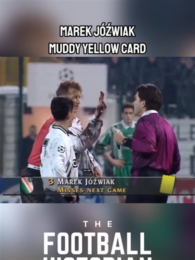 One of the funniest yellow cards you’ll ever see 😂 Champions League. Pitch like a ploughed field. Legia Warszawa’s Marek Jóźwiak gets booked… but his shirt number is completely covered in mud. So what does he do? Pulls the shirt over his head, wipes the mud off, then sarcastically shows the referee the number three so he knows who he’s just booked. Technically? Yes, taking your shirt off can be a second yellow. Reality in the 90s? Different rules. Different refereeing. Different game. Football 