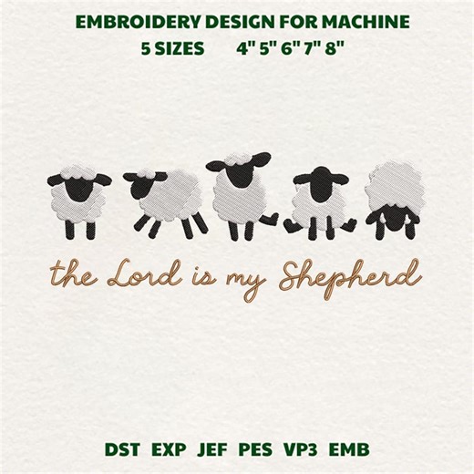 Il Signore è il mio pastore, file per ricamo a macchina, disegno del versetto della Bibbia (download immediato) - Etsy Italia