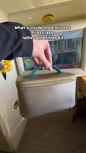 What’s inside the Emirates first class ladies amenities kit bag ✈️ #emirates #travel #cabincrew #travelhack #firstclass #emiratesairlines