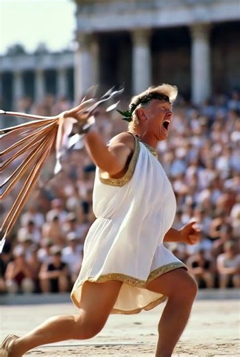 Trump at the clown Olympics in Ancient Greek #grok #grokai